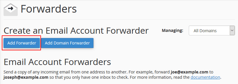 cPanel Email Forwarder 02