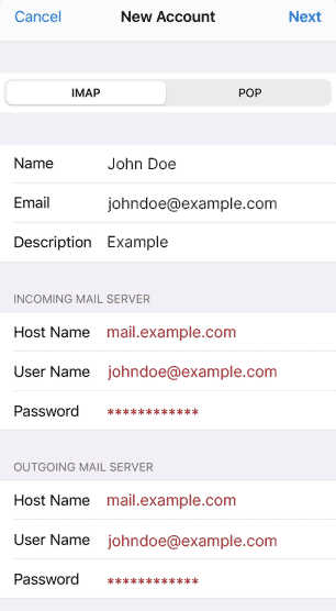 iphone mail server