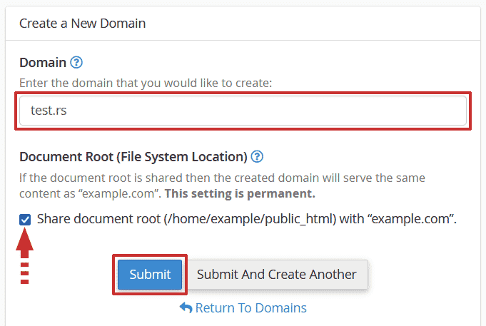 Uncheck Share documet root