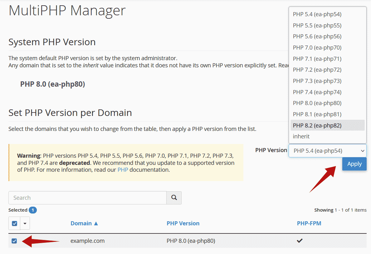MultiPHP Manager config