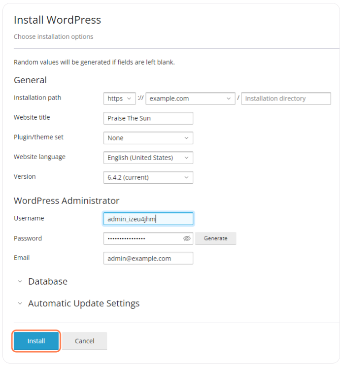 WP Toolkit config