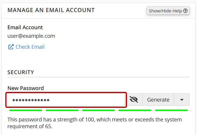 email new password field