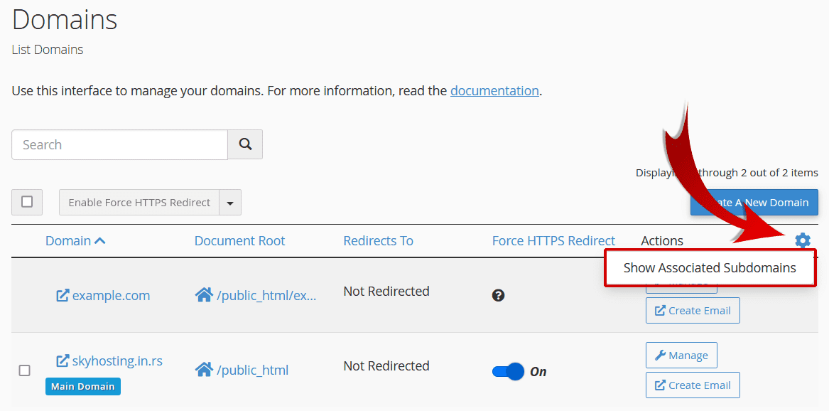 Show Associeted Subdomains