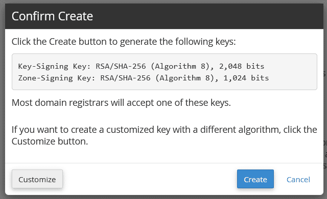 DNSSEC confirmation dialog