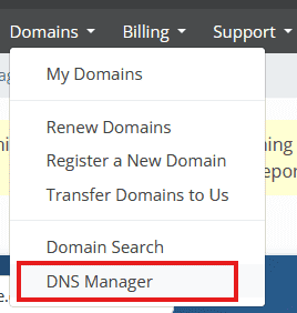SkyDNS menu
