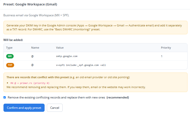 DNS quick setup 2