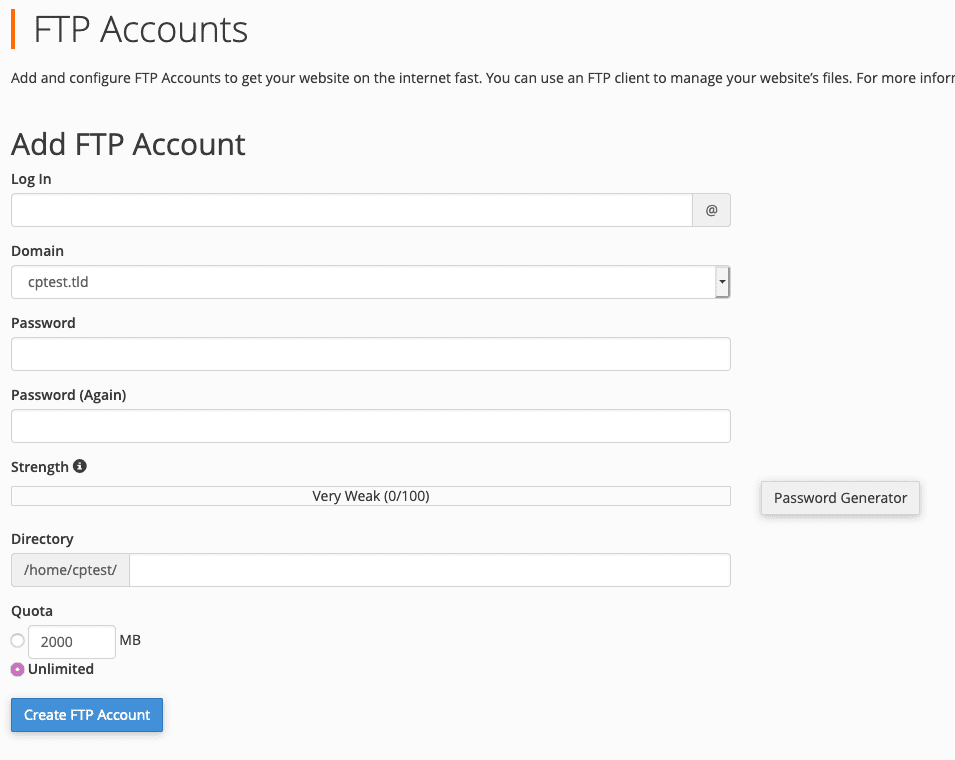Add FTP account