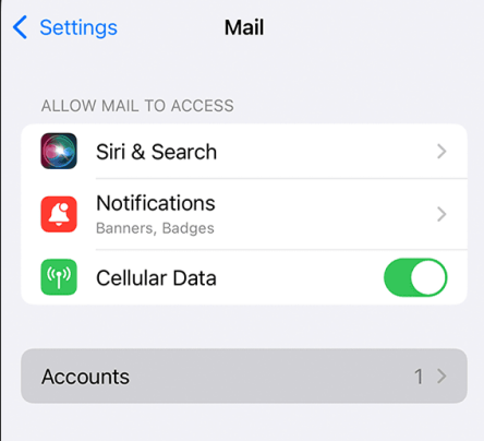 iPhone Mail option